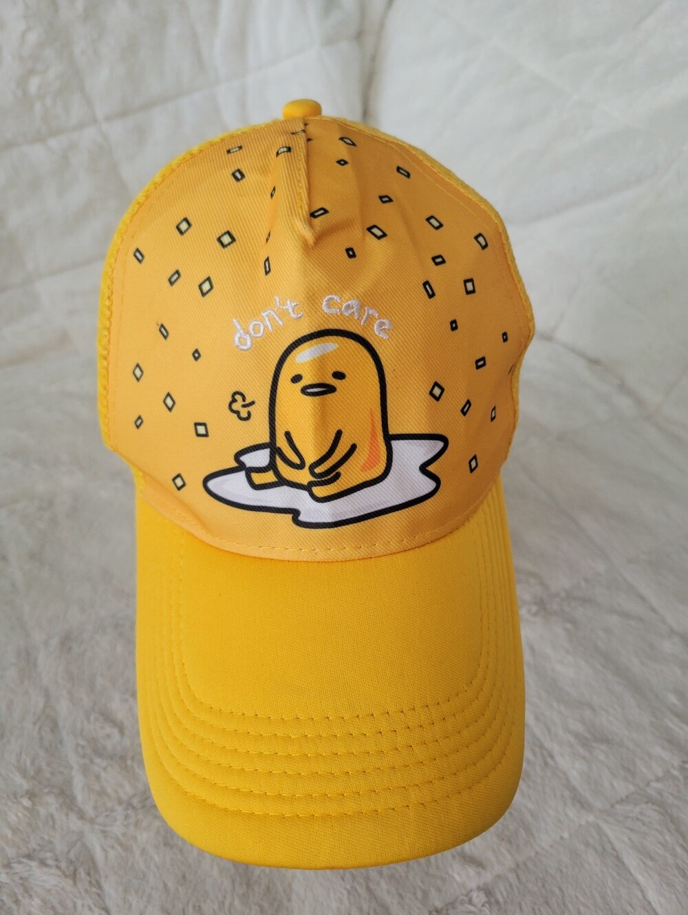 Yellow Gudetama 'Don't Care' Baseball Cap Unisex Logo